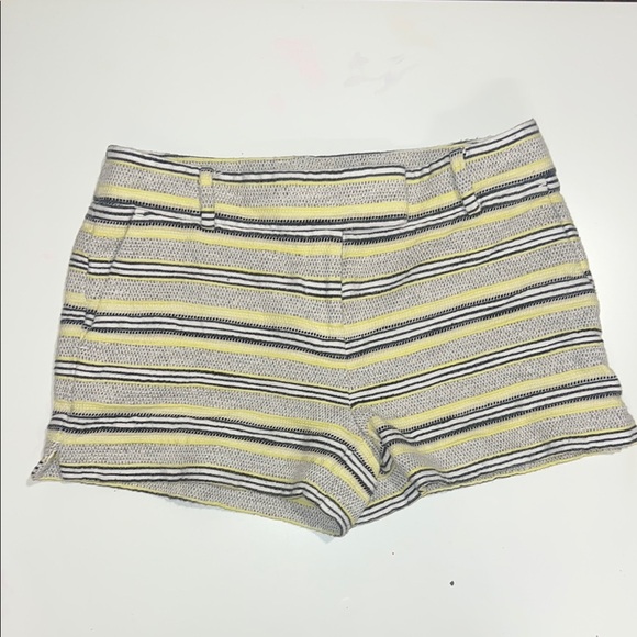 LOFT Shorts Womens Sz 4 Yellow Stripe Tweed Flat Front Darted Pockets - Picture 1 of 5